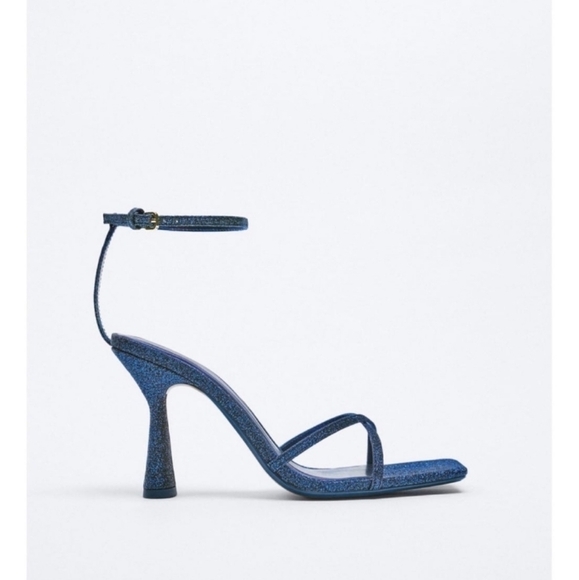 ZARA Strappy glittered Heeled Sandals Sz-9 - Picture 5 of 10